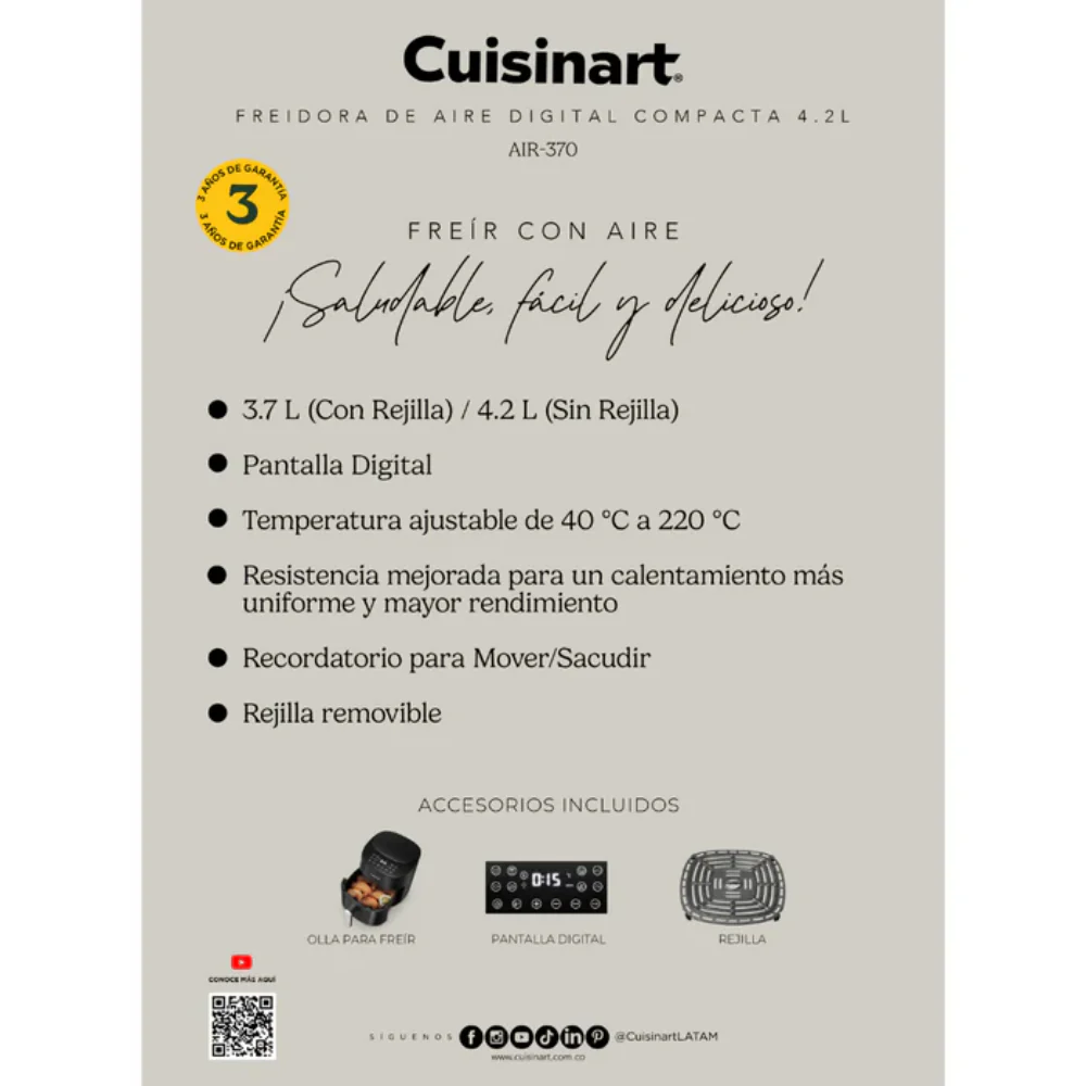 Airfryer Digital Compacta de 4.2 L AIR-370 de Cuisinart® - Image 8